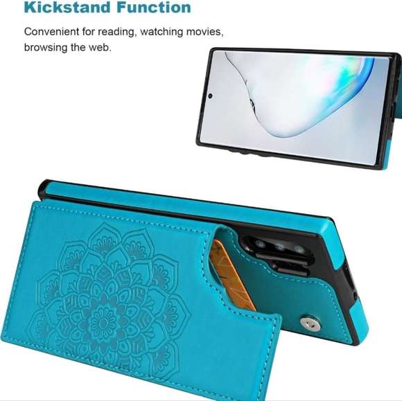 Galaxy Note 10 Plus phone Case Wallet w/ Card Holder, Embossed Mandala Patter - Picture 6 of 12